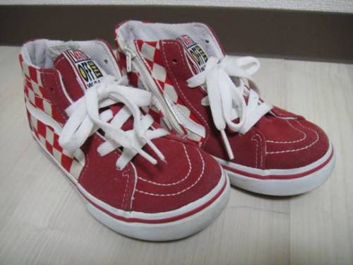 VANS SK8,Hi KIDS レッド×ホワイト 19cm キッズの画像