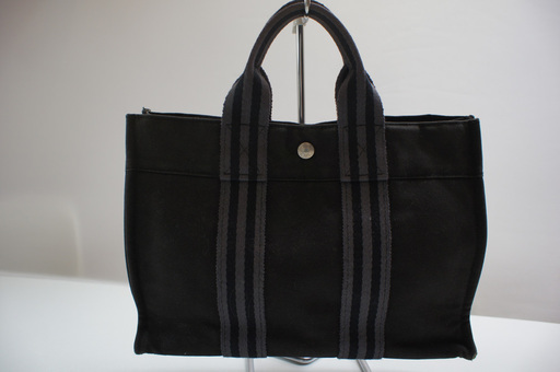 HERMES(エルメス)フールトゥトート　PM　黒　コットン　中古　ランク「B」