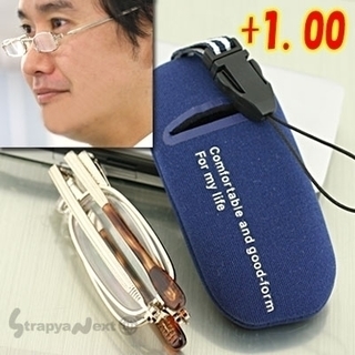 ◆携帯ストラップケース付◆折り畳み老眼鏡2（+1.00/スウェッ...