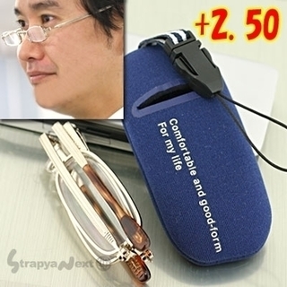 ◆携帯ストラップケース付◆折り畳み老眼鏡2（+2.50/スウェッ...
