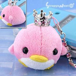 王冠キラキラ☆オーシャンパラダイス携帯ストラップ(ペンギン/ピンク)