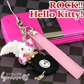ハローキティ☆ロックキティの70sROCK携帯ストラップ(ピンク...