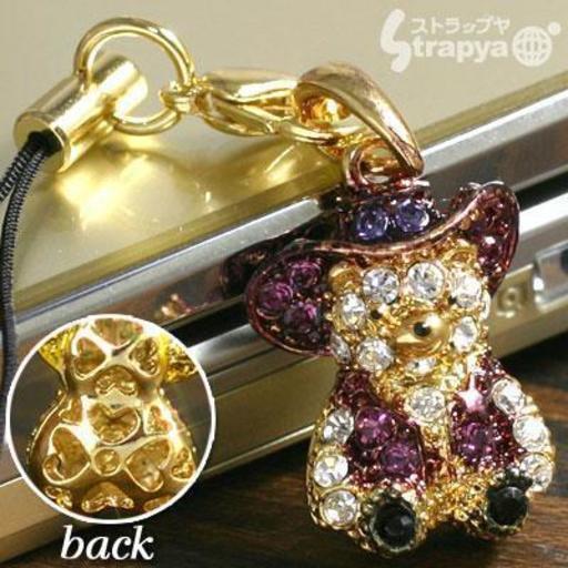 ウエスタンなスワロフスキーくまちゃん♪きらきらカウボーイベア携帯