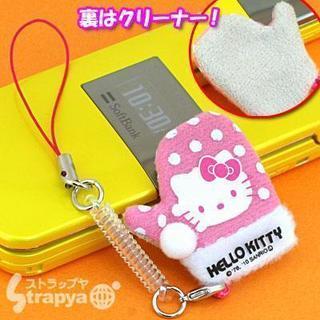 ハローキティ★ミトン型携帯クリーナーストラップフクリーナ(ピンク...