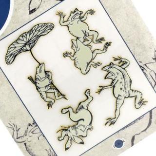 日本の意匠 大きめカットの日本アート蒔絵シール(鳥獣戯画)