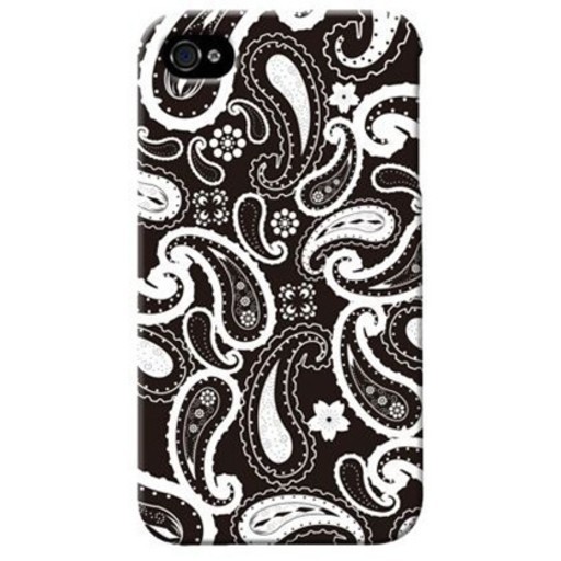 [予約][SoftBank iPhone 4S専用] 全面プリントケース(ペイズリー/ブラック)[納期約4週間前後]【SECOND SKIN/セカンドスキン】