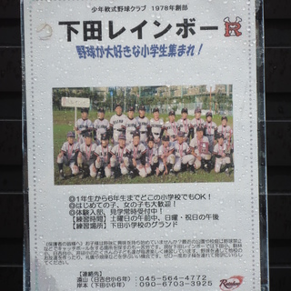 【下田レインボー】　野球大好きな小学生集まれ！　（日吉駅）