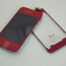 【終了】iphone4用　カスタムパーツ　スケルトン　レッド