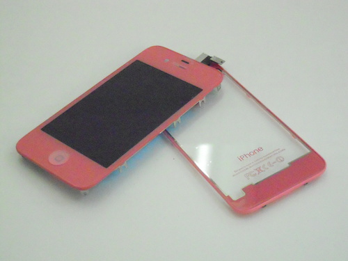 iphone4用　カスタムパーツ　スケルトン　ピンク