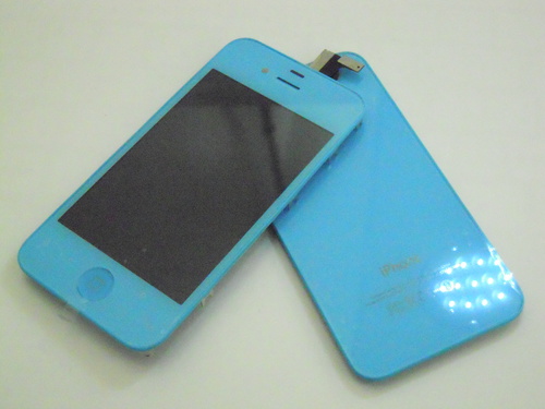 【終了】iphone4用　カスタムパーツ　ソリッドタイプ　ブルー