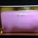 未使用miumiuの長財布 クロコ柄のピンク ラウンドファスナー 