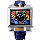 ミッキー ビッグスクエアフェイス腕時計 ベルト青×文字盤黒
