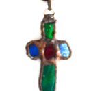 世界で一つ手作りステンドグラスの十字架ネックレス ガラスの十字架...