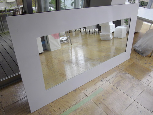家具　アンティーク　鏡　白