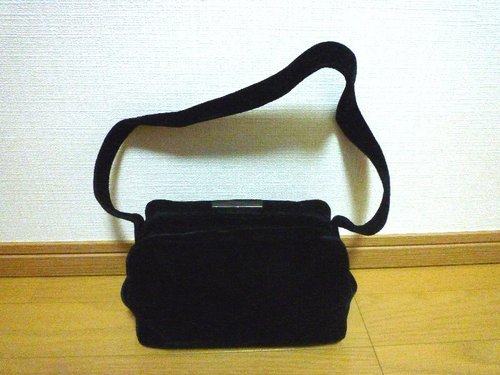 ■良品■プラダ ハンドバッグ セミショルダー ベロア 黒