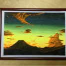癒し系♪原画 「富士山とオリオン座」風景画 幻想的 世界遺産