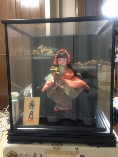 【極美品】日本人形　市松人形　秀月　華雅　「扇子」