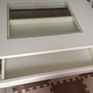 上面ガラス窓＆引き出し付きローテーブル（白）