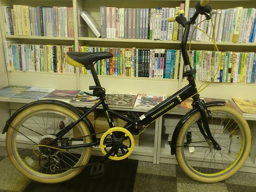 [187]折りたたみ自転車　20インチ　6段変速　ブラック×イエロー　品川区・目黒区・大田区・世田谷区・渋谷区・港区は無料配送