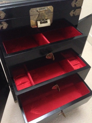 コレクション 骨董 中国 漆仕様 螺鈿入り キャビネット アンティーク