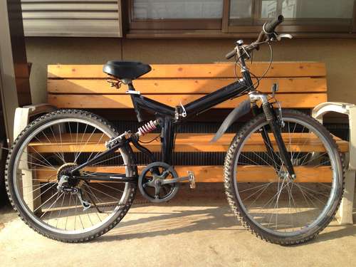 【販売済】【112】折畳ＭＴＢ　２６インチ　外装６段ギヤ　前後ショック付【9500円】