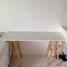 【無料】白＋白木 薄型テーブル・PCテーブル