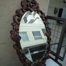 【終了しました】だ円木製枠の壁掛け鏡