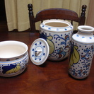 陶器のフタ付き壺、花瓶、サラダボ－ル