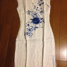 チャイナドレス、白青色(新品)