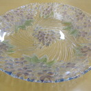 【ガラス大皿】桜模様◆プレート/盛皿◆凹凸◆直径約39cm◆美品♪