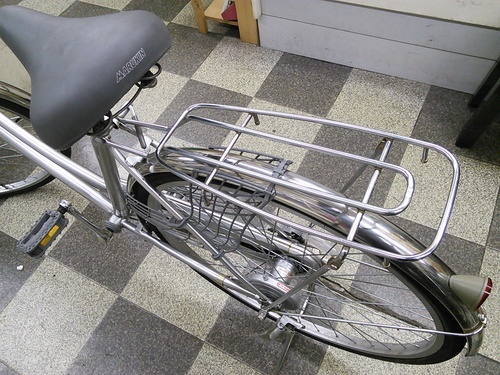 [870]中古自転車　マルキン　シティサイクル　26インチ　内装3段変速　ステンレスカゴ　BAA自転車安全基準適合　シルバー