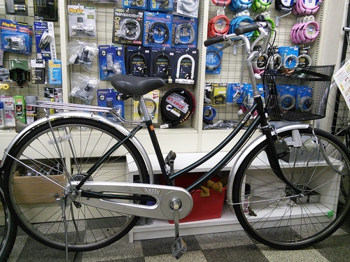 [1055]中古自転車　ブリヂストン　ママチャリ　26インチ　シングル　BAA自転車安全基準適合　タイヤ新品　グリーン