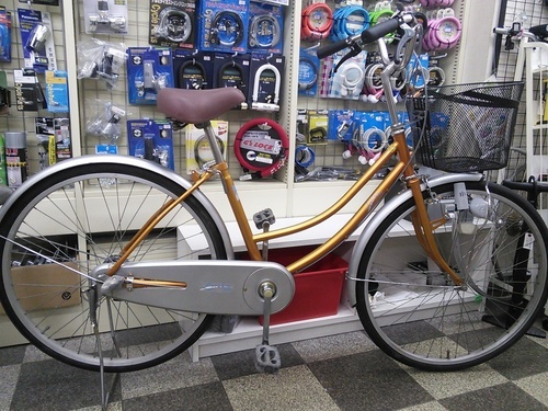 [1051]中古自転車　シティサイクル　26インチ　内装3段変速　ローラーブレーキ　オレンジ