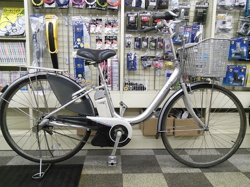 [1169]ヤマハ PAS　電動アシスト自転車　26ンチ　3段変速　アルミフレーム　前輪後輪同時ロック　BAA自転車安全基準適合　シルバー