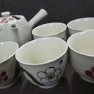 【茶器セット】急須・湯呑５客◆梅柄◆陶器◆未使用