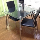 ガラステーブル 椅子2脚 セット 
