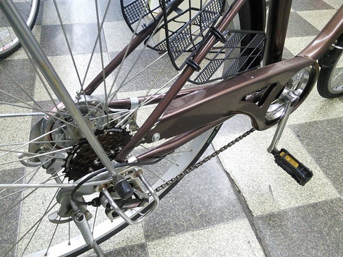 [1157]中古自転車　ママチャリ　26インチ　外装6段変速　LEDオートライト　ブラウン