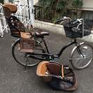 【2年使用 美品】子供二人乗せ プチママンDX（2012年モデル）チャイルドシート前後＋前かご付き！！