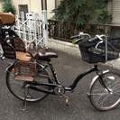 【2年使用 美品】子供二人乗せ プチママンDX（2012年モデル）チャイルドシート前後＋前かご付き！！