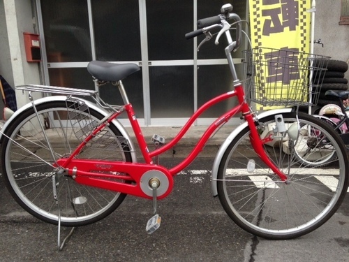 鹿児島市　中古自転車　　シティサイクル　赤　あさひ　サイクルベース　アジェンダ-F　260　26インチ　変速なし
