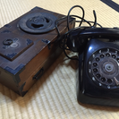 懐かしい黒電話と灰皿台セット！古いもの好きな方に