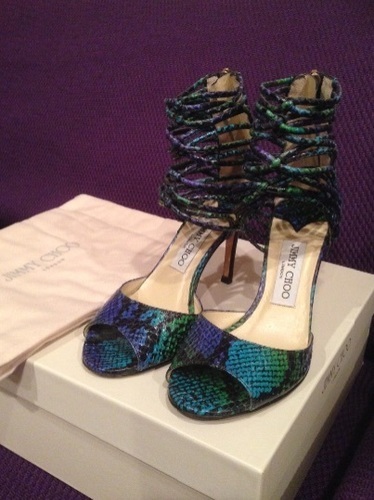 Jimmy Choo ブルー パイソン型押し