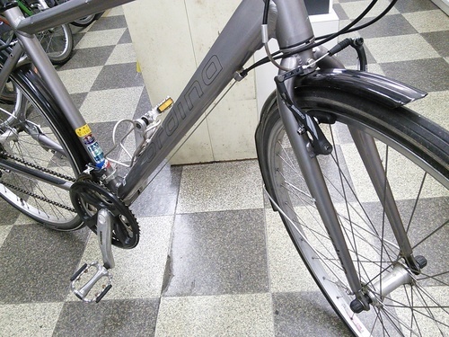 [1275]中古自転車　クロスバイク　BRIDGESTONE ブリヂストン ordina オルディナ S3　27インチ　3×7段変速　アルミフレーム　Vブレーキ　BAA自転車安全基準適合　グレー