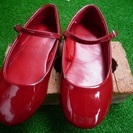 女児18cm　おでかけ靴　赤色　ヨーロッパ製