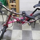 [1509]中古自転車　折りたたみ自転車　20インチ　外装6段変速　LEDオートライト　Vブレーキ　レッド