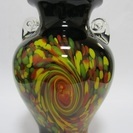 【カメイガラス】花器◆花瓶◆花入れ◆工芸ガラス◆黒◆美品