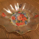 ◾︎（終了）未使用品 レトロ ガラス製花柄大皿◾︎