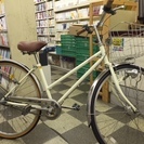 [1566]中古自転車　リサイクル自転車　シティサイクル　27インチ　外装6段変速　オートライト　大型ステンレスカゴ　ローラーブレーキ　ホワイト