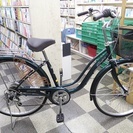 [1430]中古自転車　リサイクル自転車　シティサイクル　ママチャリ　26インチ　外装6段変速　2LEDオートライト　グリーン