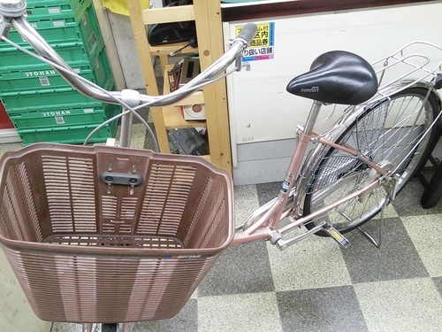 [1674]中古自転車　リサイクル自転車　ブリヂストン　ママチャリ　26インチ　シングル　BAA自転車安全基準適合　ライトブラウン